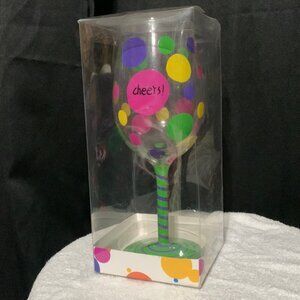 Edge Imports- “CHEERS” Painted Wine Glass